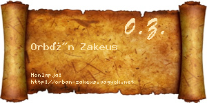Orbán Zakeus névjegykártya